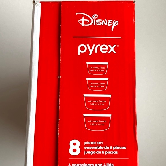 NIB Pyrex Disney Christmas Mickey & Minnie Mouse Decorated Glass Containers - Picture 5 of 10